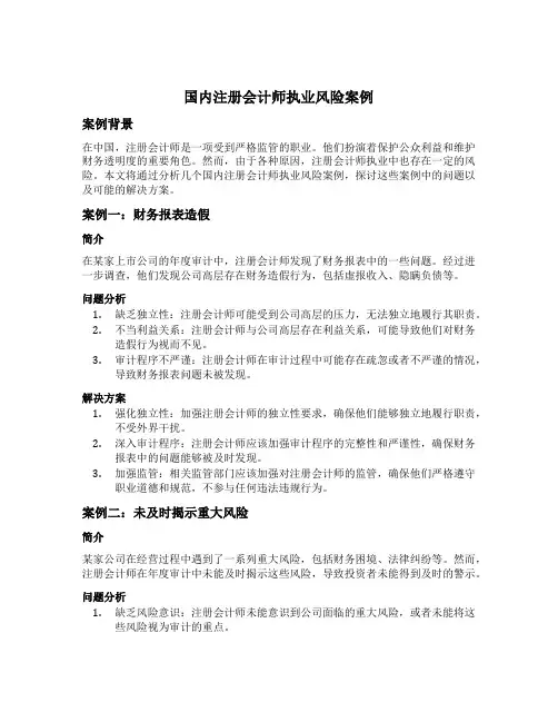 国内注册会计师执业风险案例