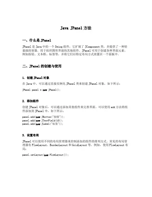 java jpanel方法