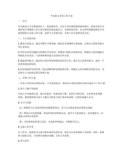 平安新人年度工作计划