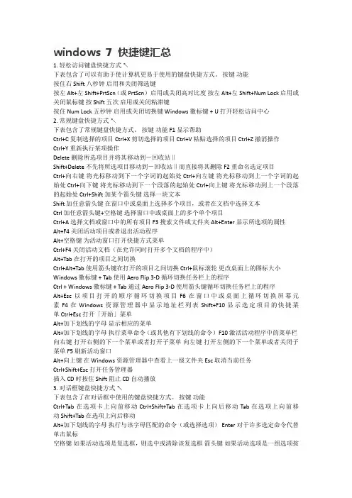 windows 7 快捷键汇总