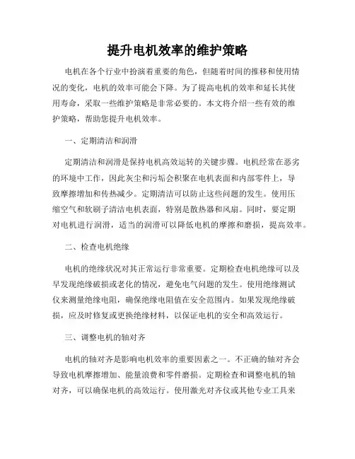 提升电机效率的维护策略