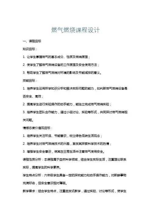 燃气燃烧课程设计