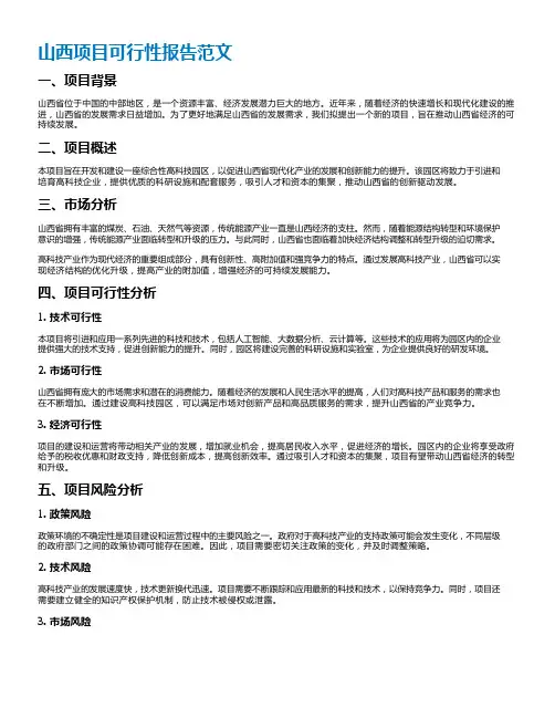 山西项目可行性报告范文