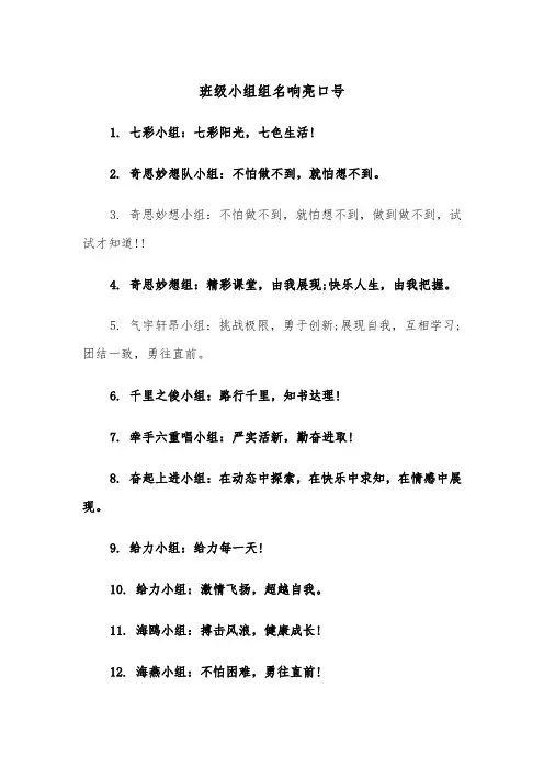 班级小组组名响亮口号(四篇)