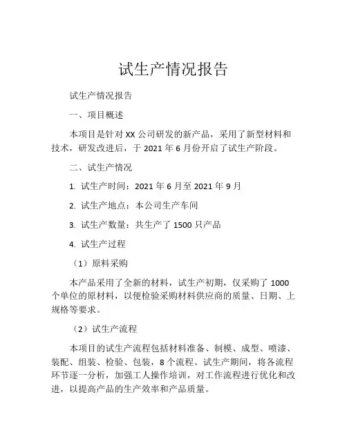 试生产情况报告