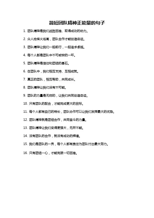 简短团队精神正能量的句子