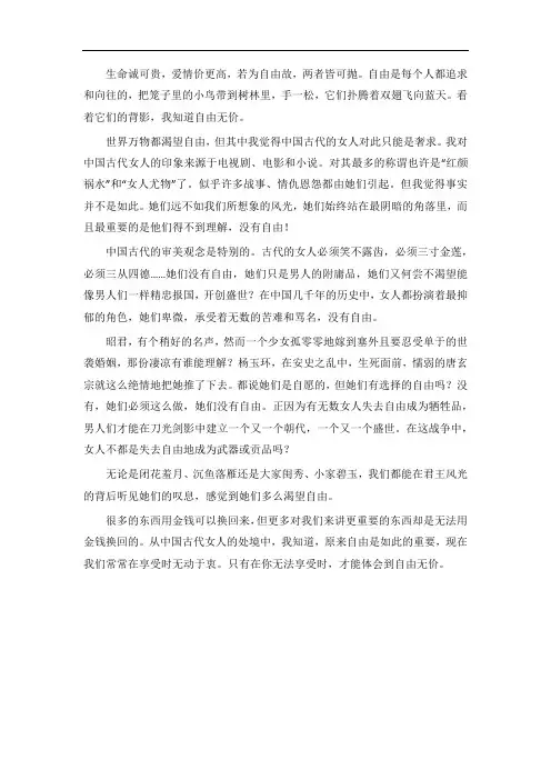 自由无价作文