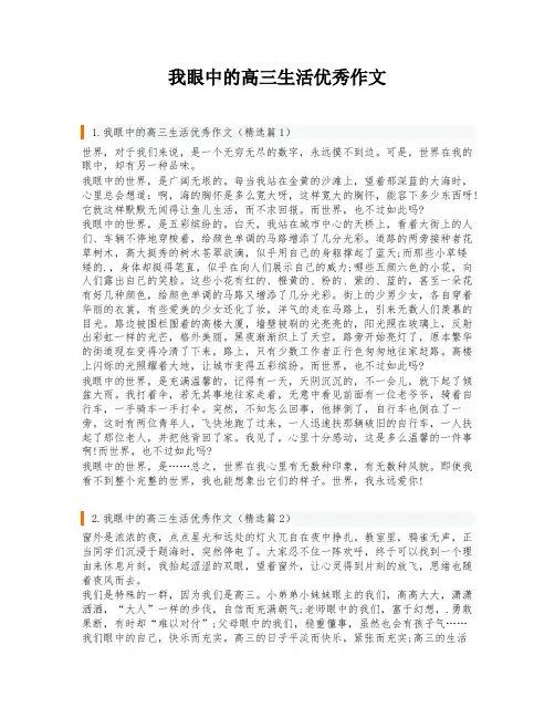 我眼中的高三生活优秀作文