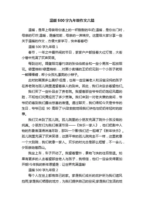 温暖500字九年级作文六篇