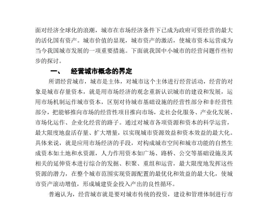 试析中小城市的经营之路