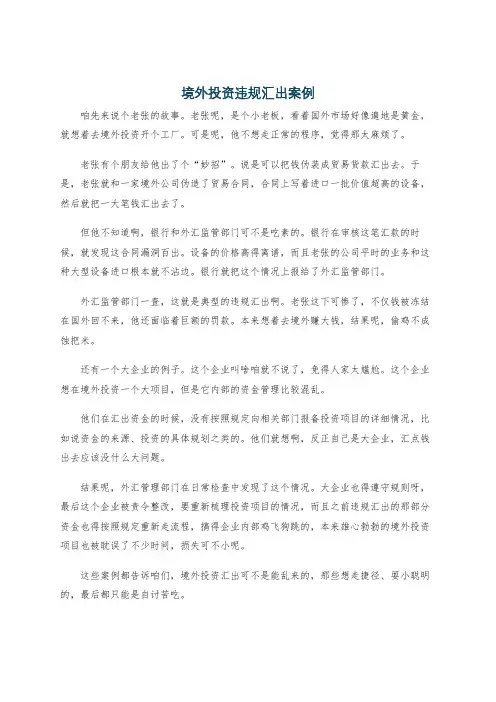 境外投资违规汇出案例