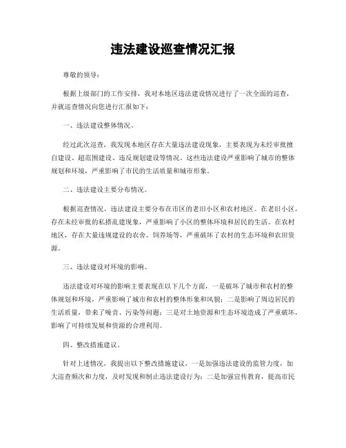 违法建设巡查情况汇报