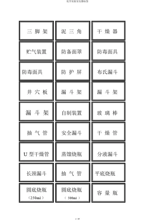 化学实验室仪器标签