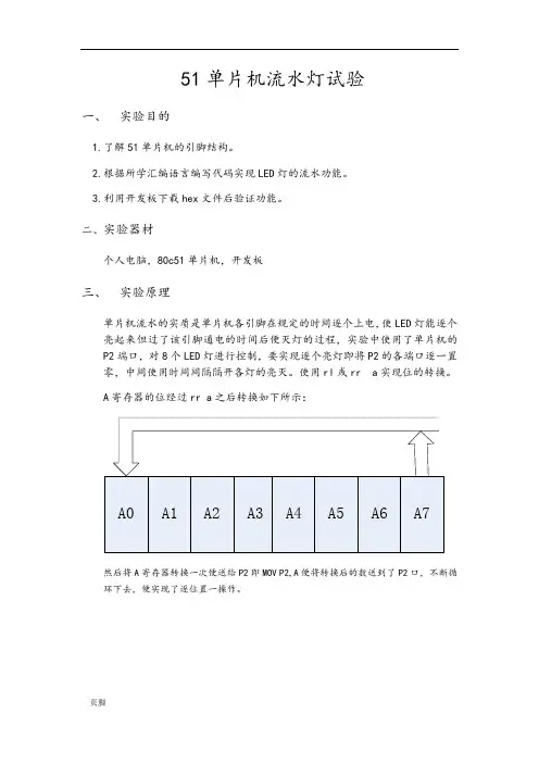 51单片机流水灯实验报告-单片机实验报告流水灯