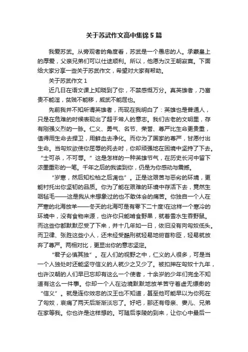 关于苏武作文高中集锦5篇