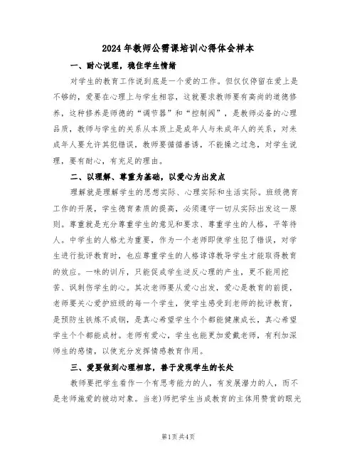 2024年教师公需课培训心得体会样本(2篇)