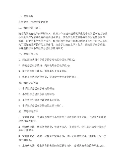 分层教学_立项申请书