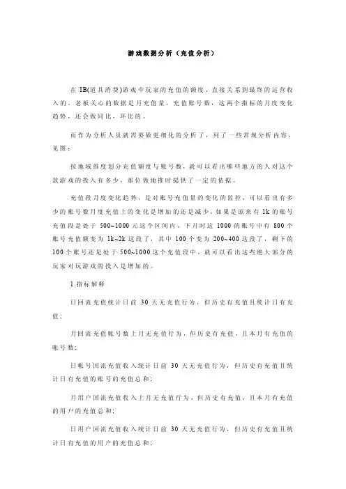 游戏数据分析（充值分析）