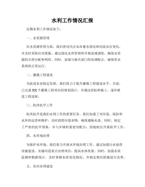 水利工作情况汇报
