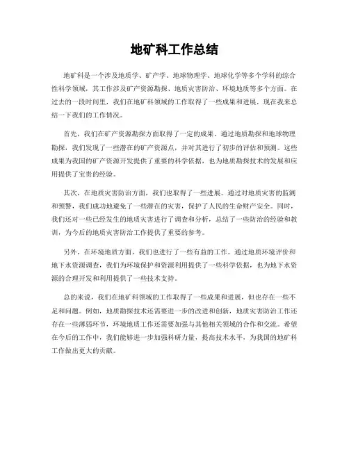 地矿科工作总结