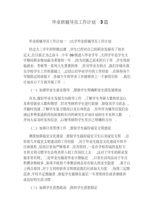 毕业班辅导员工作计划3篇