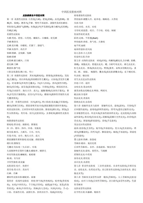 中西医皮肤病对照