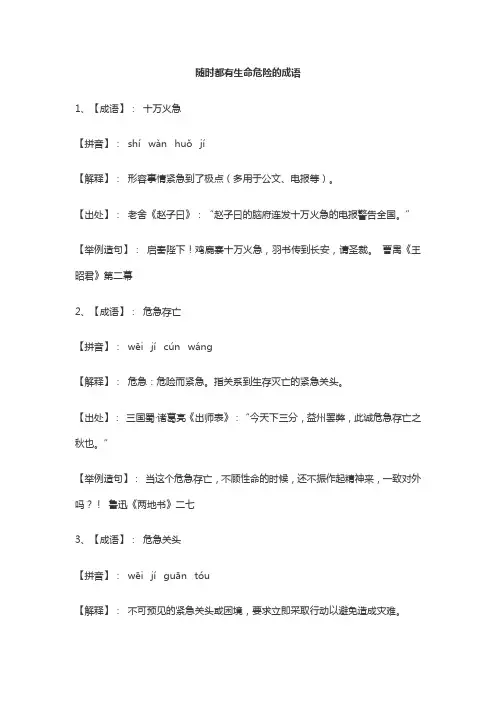 随时都有生命危险的成语