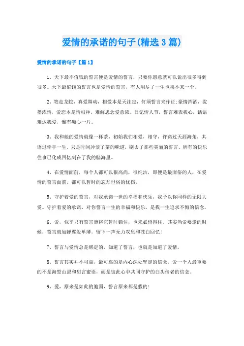 爱情的承诺的句子(精选3篇)