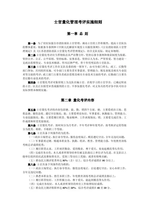 士官量化管理考评实施细则