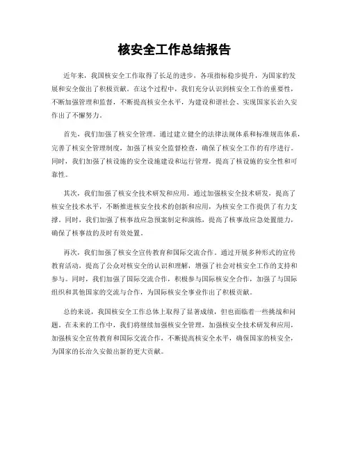 核安全工作总结报告