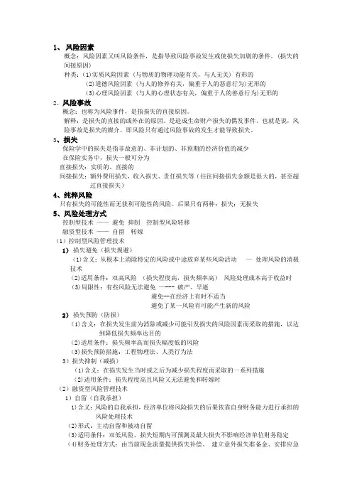 保险概论期末复习