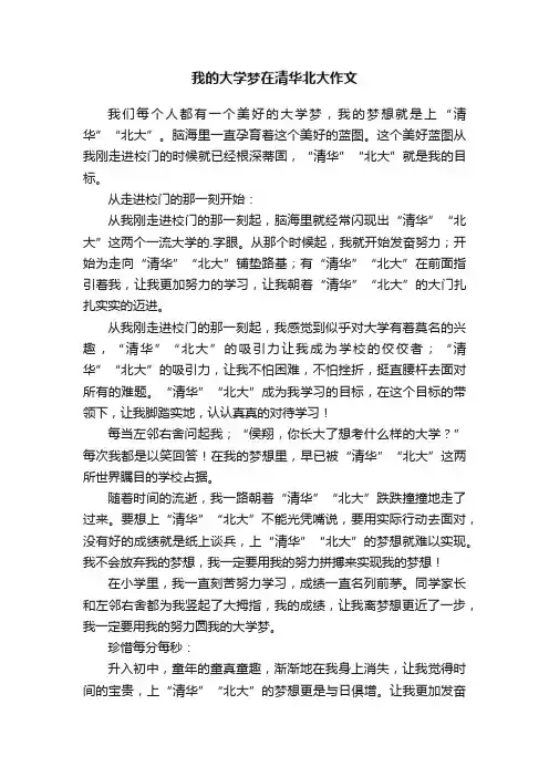 我的大学梦在清华北大作文