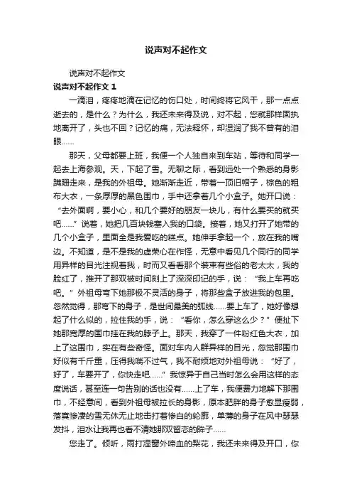 说声对不起作文