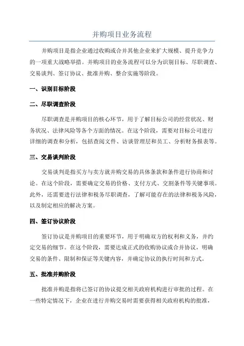 并购项目业务流程