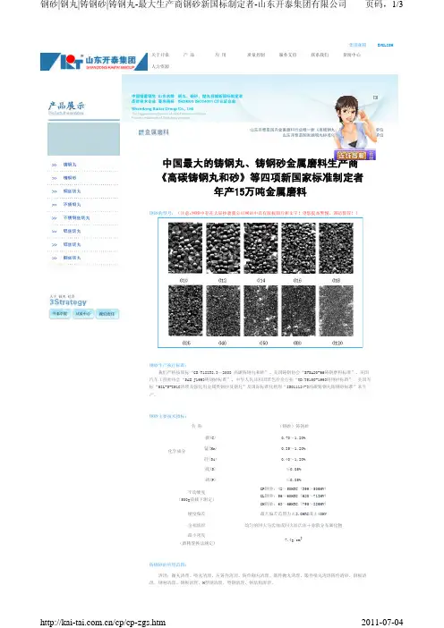 铸钢砂的技术指标-技术参数-疲劳寿命-使用范围说明书
