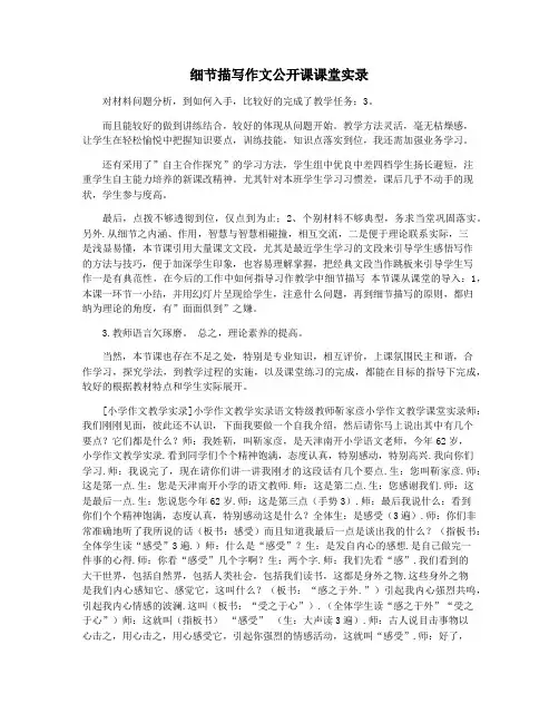 细节描写作文公开课课堂实录