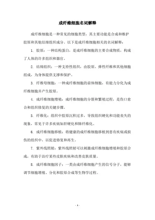 成纤维细胞名词解释