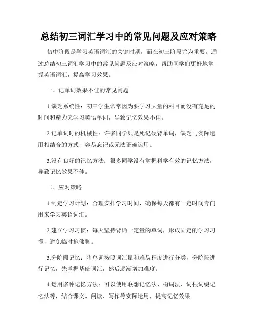 总结初三词汇学习中的常见问题及应对策略