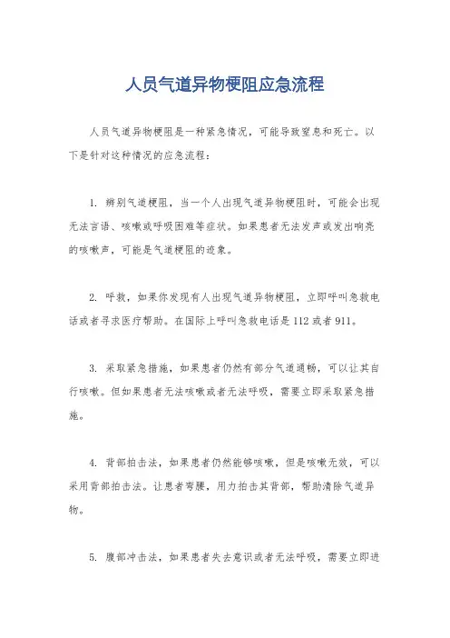 人员气道异物梗阻应急流程