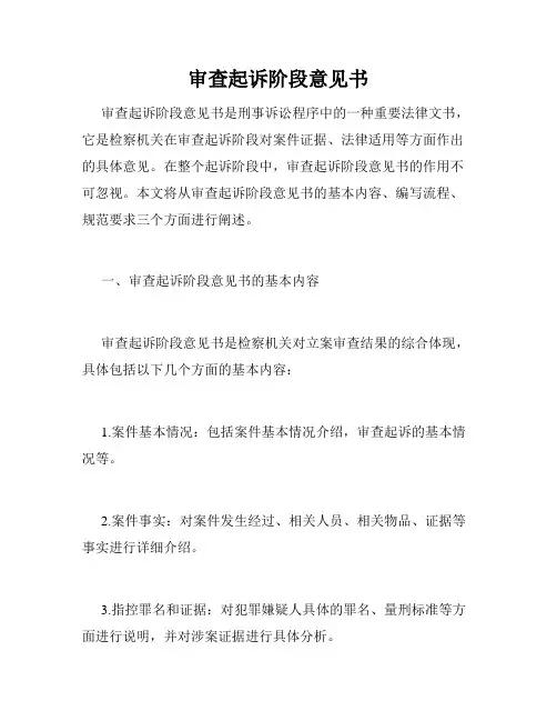 审查起诉阶段意见书