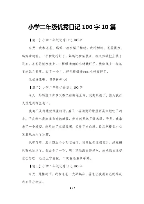小学二年级优秀日记100字10篇