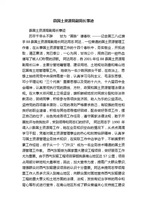 县国土资源局副局长事迹