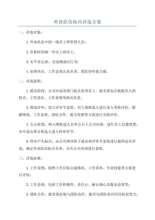 外协队伍标兵评选方案