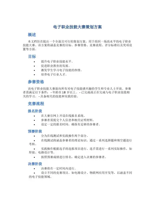 电子职业技能大赛策划方案
