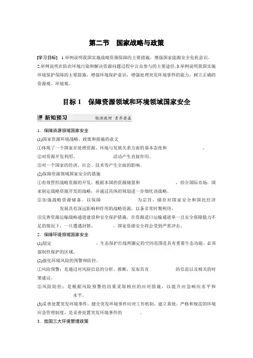 高中地理选择性必修三 学习笔记  第四章 第二节 国家战略与政策