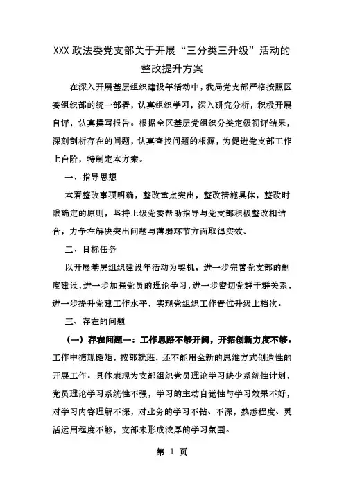 三分类三升级整改提升方案