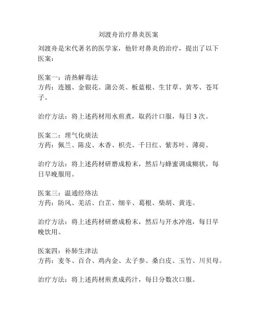 刘渡舟治疗鼻炎医案