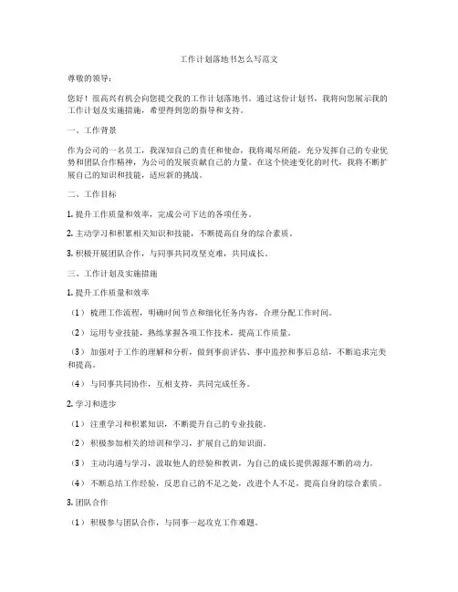 工作计划落地书怎么写范文