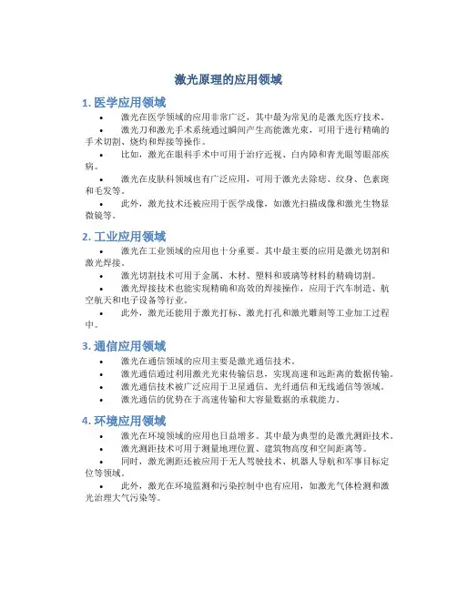 激光原理的应用领域