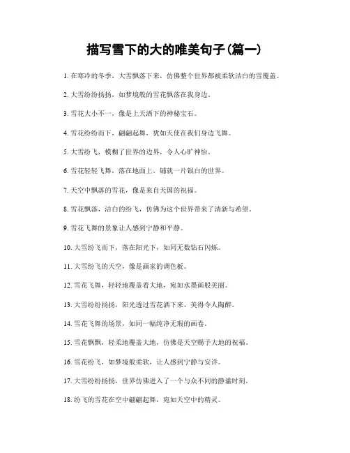 描写雪下的大的唯美句子(精选两篇)